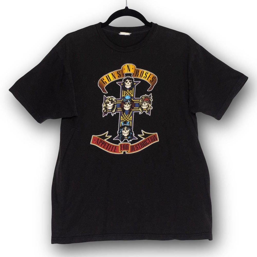 Guns N Roses T Shirt Mens XL Black Good Appetite For Destruction Rock Graphic